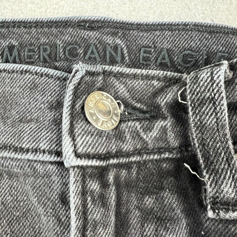 American Eagle Womens 8 Black High Rise Ankle Straight Distressed Jeans Stretch - Picture 3 of 11
